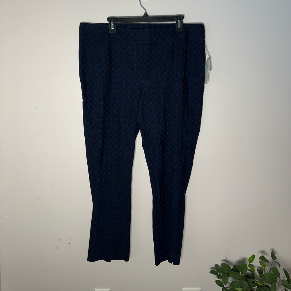 NWT New Womens Erica Taylor Slacks Pants Black Blue 2X Pull On KB